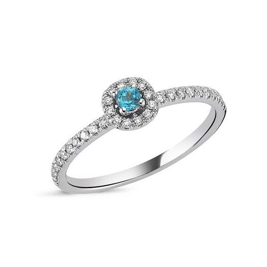 Sofia Nuran ring i 14 kt hvidguld med blå topas og 0,17 ct diamanter